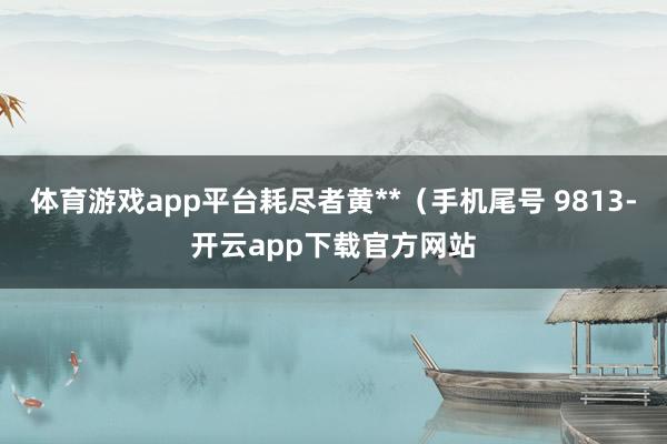 体育游戏app平台耗尽者黄**（手机尾号 9813-开云app下载官方网站